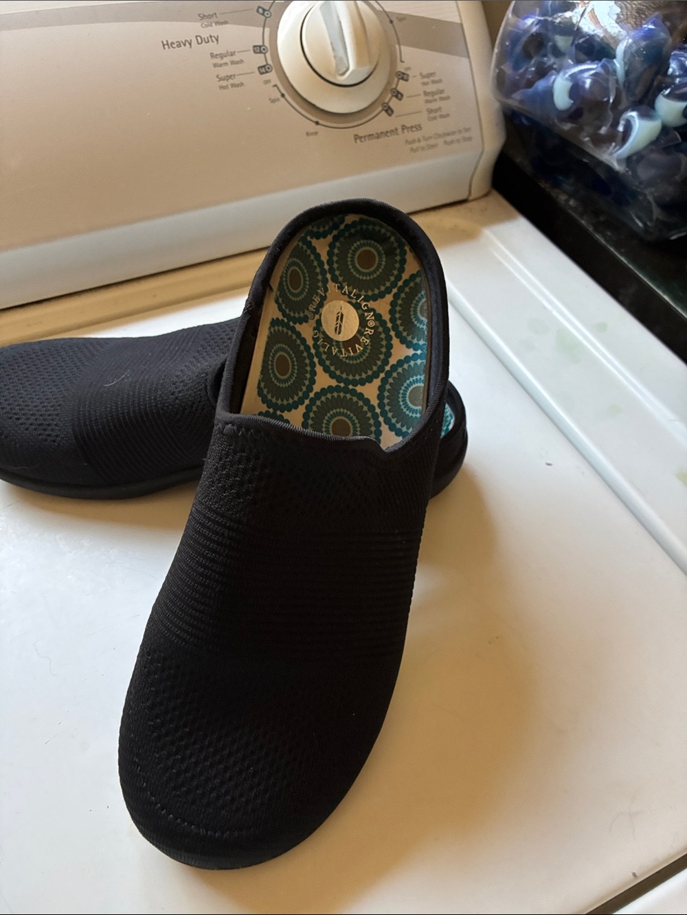 REVITALIGN Black Slip-On Mules